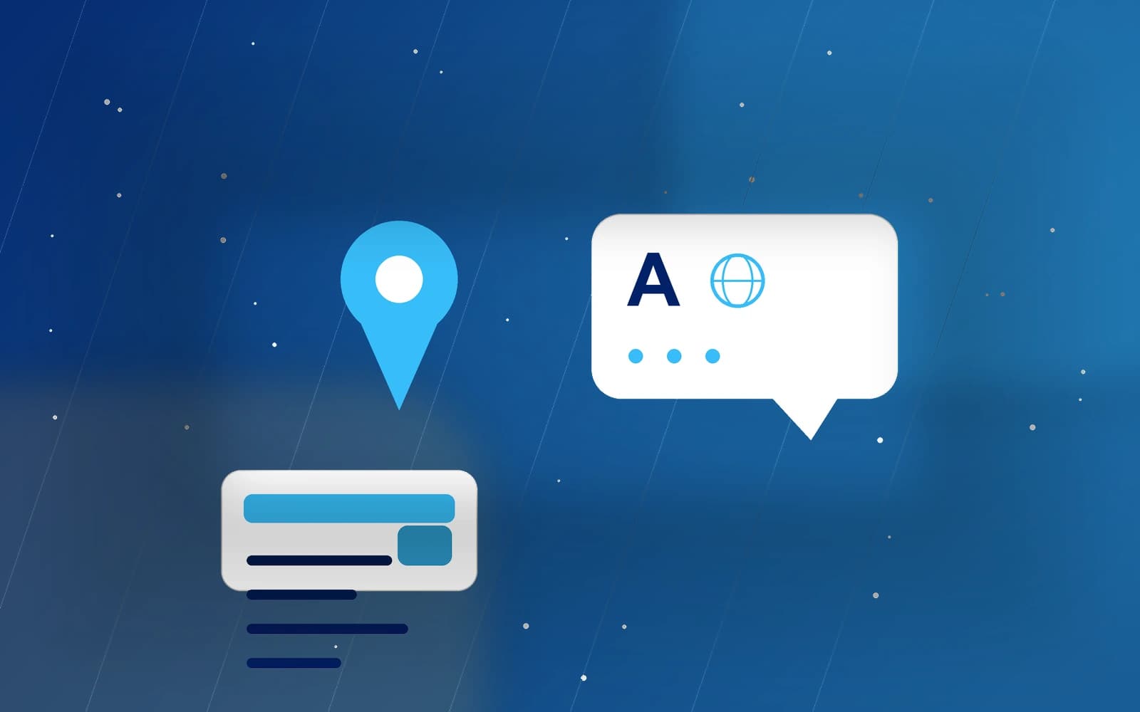 Blue Aphamea visual showing contact, map, and message support
