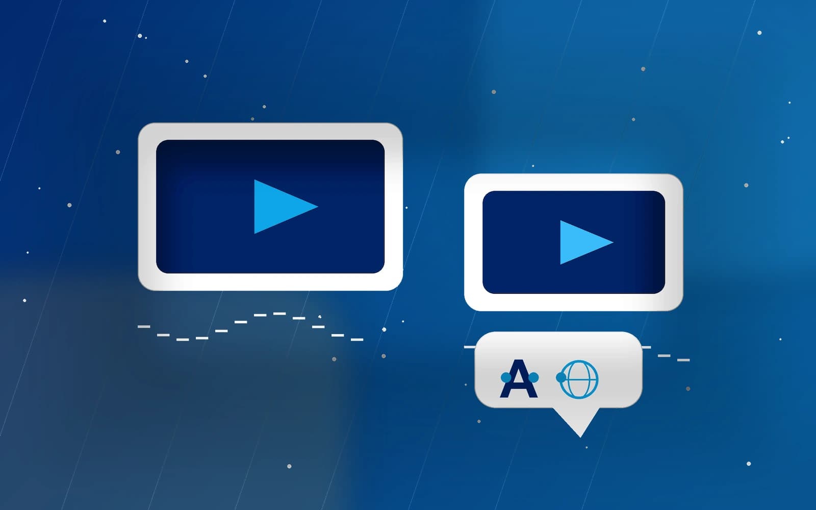 Blue Aphamea visual showing video localization and caption workflows